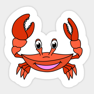 Cute Happy Red Crab Sea Animal Sticker